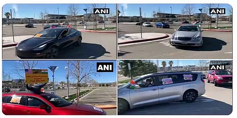 வேளாண் சட்டம்: சான் பிரான்சிஸ்கோவில் மத்திய அரசுக்கு ஆதரவாக இந்தியர்கள் கார் பேரணி