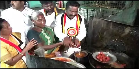 சிக்கன் 65 பொரித்து வாக்கு சேகரித்த கரூர் தேமுதிக வேட்பாளர்... அட என அசந்துபோன பொதுமக்கள்