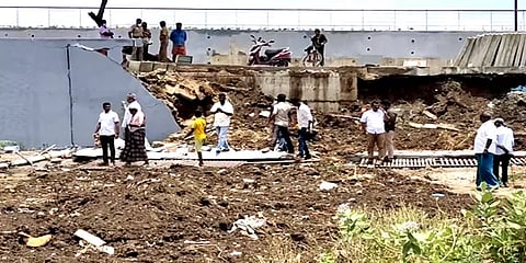கோவை: ஸ்மார்ட் சிட்டி திட்டத்தின் கீழ் கட்டப்பட்ட சுற்றுச்சுவர் இடிந்து விழுந்தது