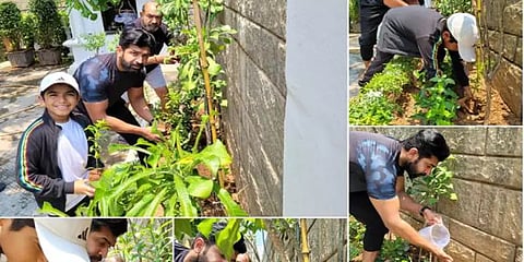 நடிகர் விவேக் நினைவாக வீட்டில் மரக்கன்றுகள் நட்ட அருண் விஜய், ஆத்மிகா!