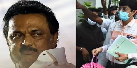 ஸ்டாலினை சந்திக்க பூங்கொத்துடன் வந்த சுகாதாரத்துறை செயலாளர்!