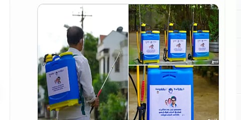 பட்டுக்கோட்டை: சாலைகளில் கிருமி நாசினி தெளிக்கும் விஜய் மக்கள் இயக்கத்தினர்