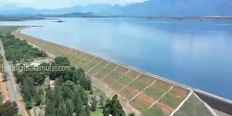 கடல்போல் காட்சியளிக்கும் வைகை அணை: பருந்துப் பார்வை காட்சி