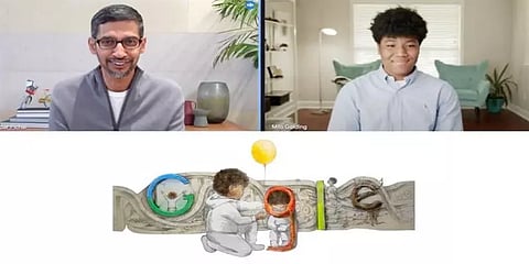 Doodle for Google போட்டியில் வென்ற மாணவருக்கு வீடியோகால் மூலம் தகவலை சொன்ன சுந்தர் பிச்சை