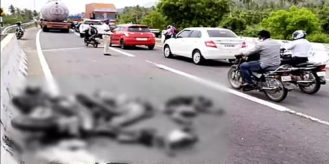 சேலம்: பைக் மீது டேங்கர் லாரி மோதிய சாலை விபத்தில் தந்தை - மகன் பரிதாப உயிரிழப்பு