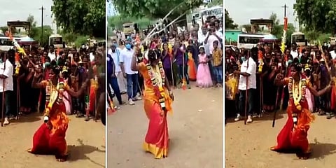 "பெண்கள், சிறாருக்கு கட்டணமின்றி கற்றுத் தருவேன்!" - மணக்கோலத்தில் சிலம்பம் சுற்றிய நிஷா