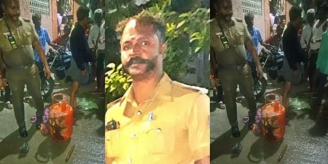 தீ விபத்து: உயிரை பணயம் வைத்த காவலருக்கு பாராட்டு