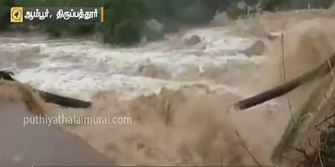 பாலாற்றில் வெள்ளப்பெருக்கு: போக்குவரத்து பாதிப்பு