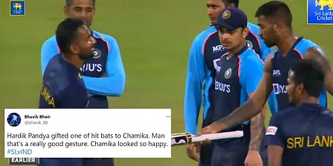 “இந்நாளை எப்போதும் மறக்கமாட்டேன்” - பாண்ட்யா பரிசளித்த பேட்; நெகிழ்ந்துபோன இலங்கை வீரர்