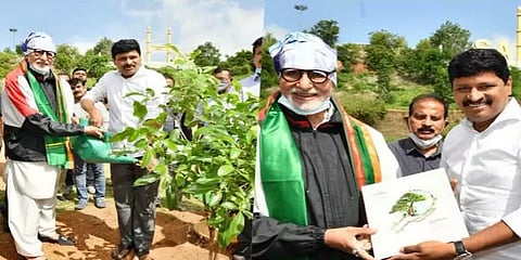 ஹைதராபாத்: கிரீன் இந்தியா சவாலை ஏற்று பிரபாஸ் படப்பிடிப்பில் மரக்கன்று நட்ட அமிதாப்பச்சன்