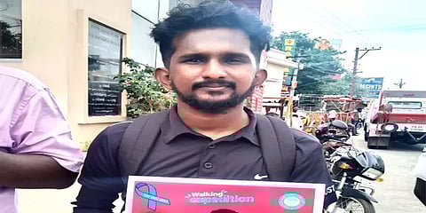 குழந்தைகளுக்கு எதிரான குற்றங்களை தடுக்க விழிப்புணர்வு நடைபயணம் - கேரள இளைஞருக்கு வரவேற்பு