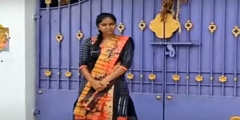 கணவரோடு வாழவிடுங்கள்! - ஊராட்சி மன்றத் தலைவர் வீட்டின் முன் புதுமணப் பெண் தர்ணா