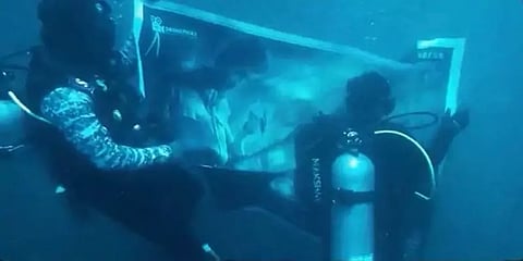 புதுச்சேரி: கடலுக்கடியில் ‘யானை’ போஸ்டரை வெளியிட்ட அருண் விஜய் ரசிகர்கள்