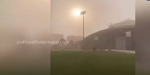 ராஜஸ்தான் அணி பயிற்சியில் ஈடுபட்டபோது அடித்த புழுதிப் புயல்: ஓடிய வீரர்கள்