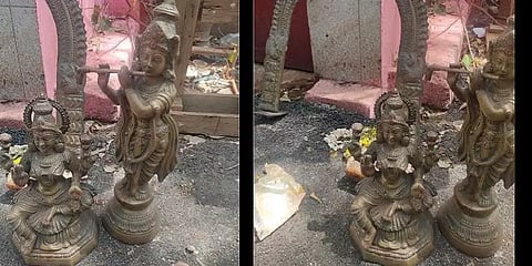 சென்னை: கோயில் வாசலில் ஐம்பொன் சிலைகளை வைத்துசென்ற அடையாளம் தெரியாத நபர்கள்