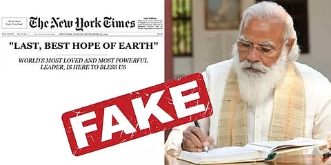 'உலகின் சிறந்த நம்பிக்கை' என பரவும் மோடியின் புகைப்படம் போலியானது - தி நியூயார்க் டைம்ஸ்