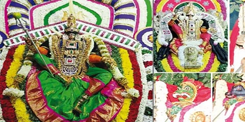 குலசேகரபட்டினம் தசரா திருவிழா: கஜலெட்சுமி திருக்கோலத்தில் காட்சியளித்த அம்பாள்