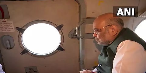 உத்தராகண்ட் மழை சேதங்களை ஹெலிகாப்டர் மூலம் பார்வையிட்ட அமித்ஷா