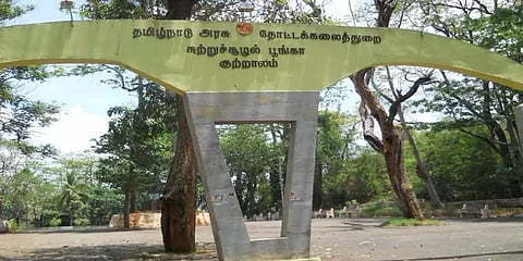 குற்றால அருவியில் குளிக்க தொடரும் தடை: பூங்காவில் குவியும் சுற்றுலாப் பயணிகள்