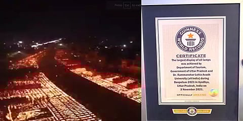 தீப ஒளியில் ஜொலித்த சரயு நதிக்கரை: 9 லட்சம் தீபங்கள் ஏற்றி கின்னஸ் சாதனை