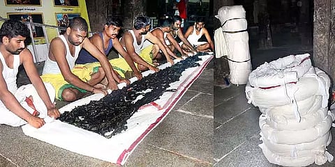 திருச்சி மலைக்கோட்டையில் கார்த்திகை தீபம் திரி தயாரிக்கும் பணி தீவிரம்