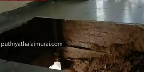 திருவள்ளூர்: பள்ளி வகுப்பறையில் 10 அடி ஆழத்தில் ஏற்பட்ட திடீர் பள்ளம்