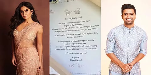 'மொபைல்களை பயன்படுத்தாதீர்!' - வைரலாகும் விக்கி கௌஷல் - கத்ரீனா திருமண அழைப்பிதழ்