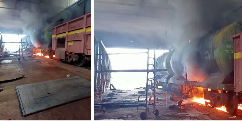 சென்னை பெரம்பூர் ரயில்வே கேரேஜில் தீ விபத்து