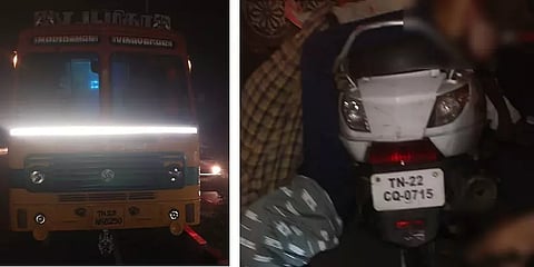 லாரி பின்னால் மோதிய இருசக்கர வாகனம்; இரு குழந்தைகளுடன் தந்தையும் உயிரிழந்த சோகம்