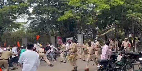 அரியலூர் மாணவி தற்கொலைவிவகாரம்: டெல்லி தமிழ்நாடு இல்லத்தை முற்றுகையிட்ட ஏபிவிபி அமைப்பினர்