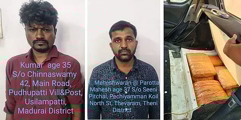 காஞ்சிபுரம்: கார் சீட்டின் அடியில் வைத்து 22 கிலோ கஞ்சா கடத்த முயன்ற இருவர் கைது