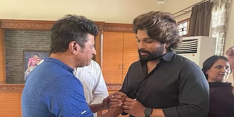 புனித் ராஜ்குமார் குடும்பத்தினரை நேரில் சந்தித்து ஆறுதல் கூறிய நடிகர் அல்லு அர்ஜுன்