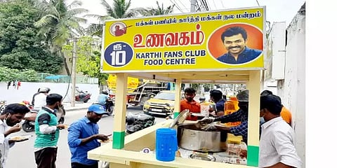 ரூ.10 ரூபாய்க்கு ஏழைகளுக்கு உணவு வழங்கும் நடிகர் கார்த்தி மக்கள் நல மன்றம்