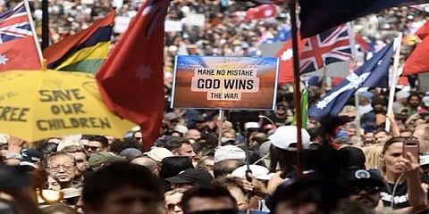 கொரோனா தடுப்பூசி கட்டாயமா?-நியூசி., கனடாவை தொடர்ந்து ஆஸ்திரேலியாவில் பொதுமக்கள் போராட்டம்