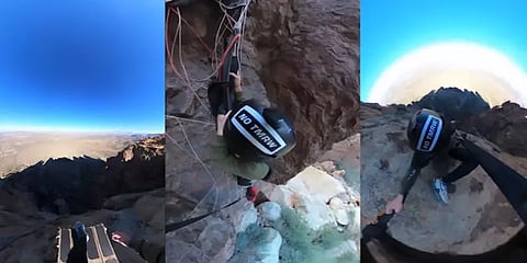 நடுவானில் கிழிந்த பாராசூட்! பாறையில் ஒரு மணி நேரம் தொங்கியபடி உயிர்தப்பிய சாகச வீரர்!