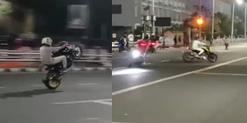 கோயம்பேடு மேம்பாலத்தில் 'வீலிங்' சாகசம் - இளைஞரை வசமாக பிடித்த போலீஸ்