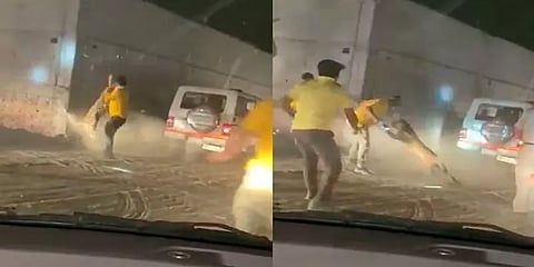 ஹரியானா: திடீரென பாய்ந்து போலீசாரை தாக்கிய சிறுத்தை - வைரல் வீடியோ