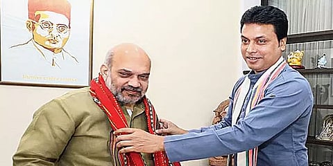 நேற்று அமித் ஷா உடன் சந்திப்பு - இன்று திரிபுரா முதல்வர் பதவியிலிருந்து பிப்லாப் ராஜினாமா