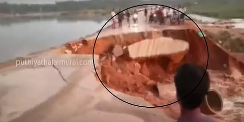 ஆறே மாதத்தில் பாலாற்று வெள்ளத்தில் மீண்டும் அடித்து செல்லப்பட்ட தரைப்பாலம்; மக்கள் அவதி