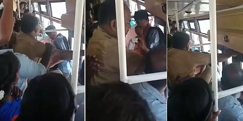 படிக்கட்டில் பயணம் செய்ததாக இளைஞரை செருப்பு காலால் எட்டி உதைத்த நடத்துநர்!