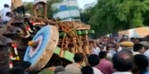 தருமபுரி: 18 கிராம மக்கள் நடத்திய திருவிழாவில் தேர் கவிழ்ந்து விபத்து - இருவர் உயிரிழப்பு