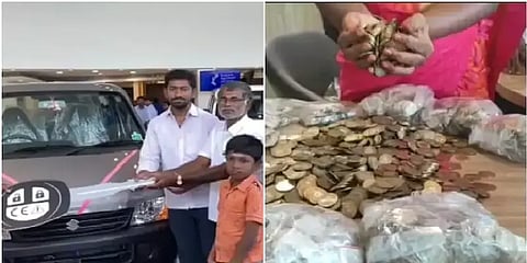 செல்லாதுணு யார் சொன்னது? மூட்டை மூட்டையாக 10 ரூபாய் நாணயங்களுடன் கார் ஷோரூம் வந்த இளைஞர்!