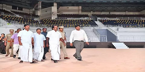 44-வது செஸ் ஒலிம்பியாட் துவக்க விழாவிற்கான பணிகள் தீவிரம் - அமைச்சர் மெய்யநாதன் ஆய்வு