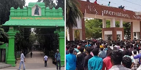 கள்ளக்குறிச்சி மாணவிக்கு நீதிகேட்டு போராட்டம் என பரவிய தகவல்: கல்லூரி முன் குவிந்த போலீஸ்