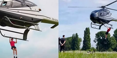 பறக்கும் ஹெலிகாப்டரில் 25 புல் அப்ஸ் எடுத்து கின்னஸ் சாதனை படைத்த யூடியூபர்!