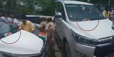 அமைச்சர் பிடிஆர் பழனிவேல் தியாகராஜன் கார் மீது காலணி வீச்சு - 5 பேர் கைது