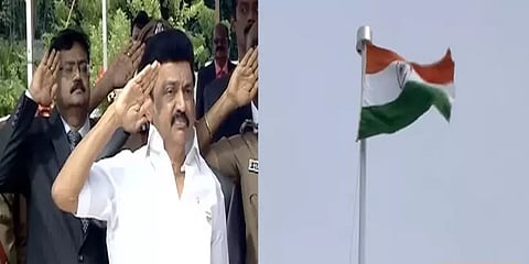சென்னை கோட்டை கொத்தளத்தில் தேசியக்கொடியை ஏற்றினார் முதலமைச்சர் மு.க. ஸ்டாலின்