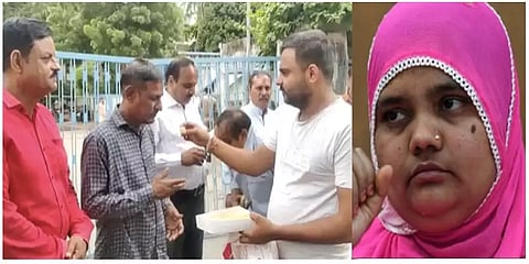 கூட்டு பாலியல் வன்கொடுமை வழக்கில் விடுதலையான குற்றவாளிகளுக்கு இனிப்பு வழங்கி வரவேற்பு!