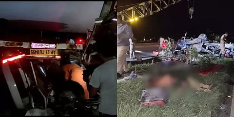 வேன் மீது லாரி மோதி கோர விபத்து: குழந்தைகள் உள்பட 9பேர் உயிரிழப்பு