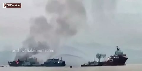 பிலிப்பைன்ஸில் நடுக்கடலில் தீப்பிடித்த கப்பல் - 80க்கும் மேற்பட்டோர் மீட்பு